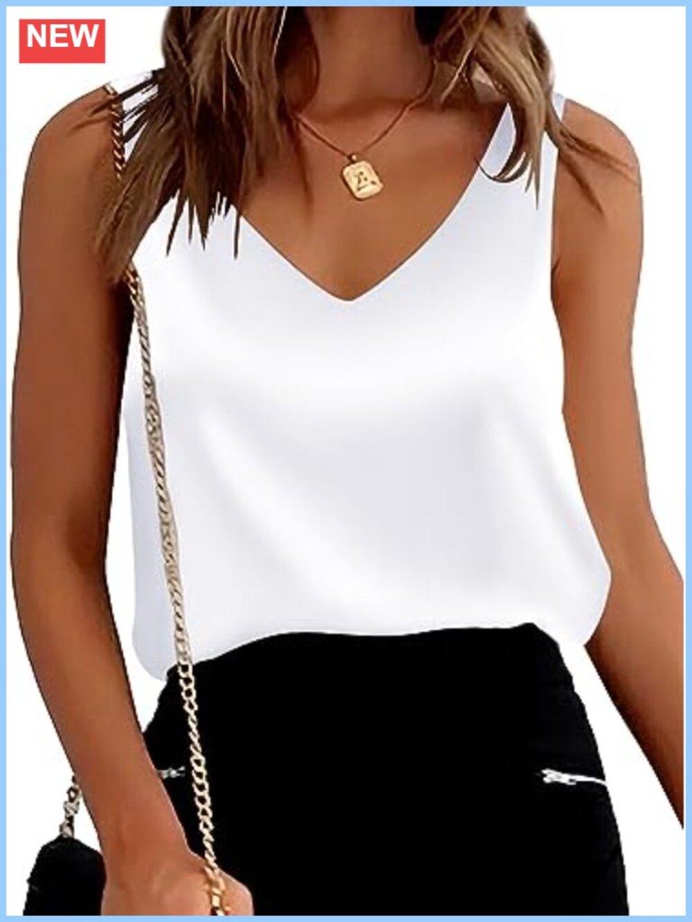 Silky Satin Women's Tank Top Loose Fit V Neck Sleeveless Cami Blouse